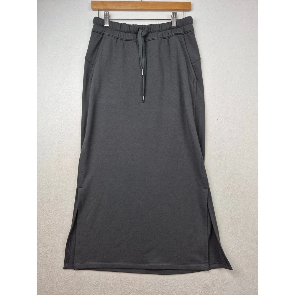 Lululemon Bound to Bliss Softstreme Maxi Skirt Size 6 Grey Side Slits